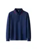 Camisa POLO Masculina de Manga Longa, Casual de Negócios, Gola Reversível, Cor Sólida, Respirável, Camiseta Esportiva, Estilo Primavera e Outono Masculino