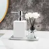 Frasco de Cerâmica para Álcool em Gel Frasco com Bomba para Sabonete Líquido de Banheiro Frasco Vazio Frasco Dispensador de Loção de Alto Acabamento Conjunto de Aromaterapia