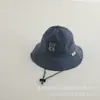Chapéu de pescador de bebê bordado com urso, primavera e outono, para bebê menino e menina, proteção solar para viagem, chapéu de sol, chapéu balde