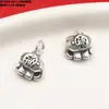 Prata Esterlina Folha Cabaça Elefante Anel Duplo Charme Contas Espaçadoras Retro Branco Prata Lisa Fecho OT Materiais para Miçangas Artesanais DIY