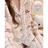 Pijama de algodón nube para mujer con almohadillas en el pecho, conjunto de ropa de casa fina de manga larga y pantalón largo, estilo coreano dulce ins, para primavera y otoño