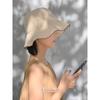 Sombrero Fresco de Colmillos para Mujeres de Cabello Corto Verano Delgado Transpirable Primavera y Otoño Protector Solar Sombrero de Pescador de Hilo Tejido