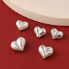 Contas em prata 999 pura em formato de coração com furos para montagem DIY, charm tridimensional feminino, presente para namorada ou melhor amiga