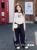Ropa de Otoño para Niñas 2026 Nuevo Estilo Conjunto Deportivo Infantil Atuendo Elegante Estilo Coreano Camiseta de Manga Larga para Niñas Mayores Pantalones de Pierna Ancha