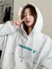 Moletom com Capuz para Mulheres Primavera e Outono 2025 Novo Fino Solto Estilo Preguiçoso Casual Pulôver Manga Longa Tendência Outono e Inverno