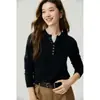 Suéter Falso de Dos Piezas Medio Abierto 100% Cachemir Moda Femenina Bloque de Color Holgado Manga Larga Otoño Invierno Versátil Jersey de Punto