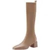 Botines calcetín Chuyuji: Botas Ajustadas Elásticas, Botas Largas Retro para Mujer de Otoño e Invierno, de Tacón Medio Grueso, Tejidas, Adelgazantes, de Media Pantorrilla, Hasta la Rodilla