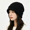 Gorro de punto de terciopelo floral para otoño e invierno, suave y amigable con la piel, con ala plegable, hace que la cara se vea más pequeña, adecuado para hombres y mujeres, gorro de lana para parejas, admite personalización