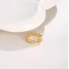 Anillo Abierto Ajustable de Cadena Hueca con Circonita de Colores Estilo Europeo y Americano para Mujer, Anillo de Dedo Índice de Lujo Ligero de Nicho