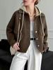 Chaqueta Tejida con Capucha 2025 Invierno Nuevo Estilo Coreano Moda Versátil Holgada Look Adelgazante Top para Mujer