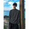 Camiseta de gola alta meia-altura pesada 300g, quente, espessa, dupla face, veludo alemão, corte solto, top outono e inverno, veludo dupla face