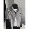 Camisa Masculina de Manga Curta com Padrão Espinha de Peixe Estilo Cleanfit, Jaqueta Casual Tendência de Verão, Nova Camisa Listrada 2026