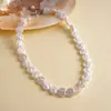 Collar de Perlas Artificiales Cuadradas Corazón Flor Geométrica con Cuentas Estilo Retro Europeo y Americano Cadena para Clavícula de Moda Transfronteriza para Mujeres
