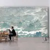 Papel tapiz de sofá pintura tradicional china tela de pared para sala de té Jiangshan sala de estar imagen de paisaje nuevo mural de pintura tela de pared papel tapiz TV
