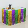Decoração de Carnaval Transfronteiriça Cortina de Porta de Seda de Chuva Layout de Festa de Feriado Saia de Mesa de Seda de Chuva Verde Roxo Dourado Banner Decorativo Listrado Colorido