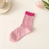 Calcetines finos de verano, calcetines de media pantorrilla para mujer, calcetines de malla hueca de colores caramelo lindos estilo japonés, calcetines transpirables para pantorrilla, calcetines de moda para mujer