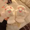Guantes para Mujer Calientes de Invierno Manoplas de Dibujos Animados Guantes Gruesos de Felpa con Correa para el Cuello Estudiante Guantes de Ciclismo a Prueba de Frío