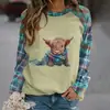 Bufanda Escocesa Cuadros Estampados Sudadera Cuello Redondo Sudadera con Cremallera Chaqueta Pulóver de Mujer Transfronteriza Estilo Europeo y Americano