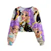 Patrón Transfronterizo Nuevo Grupo Cazador de Brujas K-Pop Sudadera Casual Corta para Chicas Estampado 3D Cuello Redondo Suministro