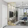 Divisória de Tela Nova Estilo Chinês de Luxo Leve com Padrão de Paisagem de Bambu, Tela Decorativa de Ferro Feita Sob Medida para Sala de Estar e Hall de Entrada