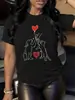 Camiseta Transfronteiriça Aliexpress Inawly Estampada Cachorro e Coração, Desenho Animado Fofo D
