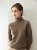 Suéter 100% cashmere puro para mulheres, gola alta discreta, suéter de tricô pulôver solto e versátil, macio e amigo da pele, adequado para outono e inverno