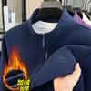 Chaqueta Cárdigan Nueva de Invierno 2025 para Hombre con Cuello Alto, Sudadera Gruesa Cálida Informal con Forro Polar