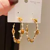 Pendientes de Oro Real de 18K Electrochapado Estilo Lujo Ligero con Piedra de Ojo de Tigre Incrustada de Diamantes Forma de C Pendientes Retro Maillard Otoño e Invierno de Gama Alta para Mujer