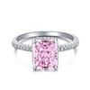 Nuevo anillo de plata esterlina s925 engastado a mano con diamante de alto carbono talla Flor de Hielo rectangular 8*10 Anillo de diamantes de personalidad para mujer