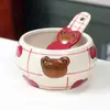 Conjunto de Louça de Cerâmica Série Urso Maçã Desenho Animado para Uso Doméstico, Louça para Uma Pessoa, Pratos, Tigelas, Pratos Rasos, Copos, Atacado