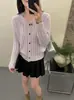Cardigan de Tricô Novo Estilo Outono/Inverno 2026 para Mulheres, Soltinho Estilo Coreano Fashionável Gola V Manga Longa Fino