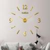 Reloj de pared tridimensional 3D con luz y esfera de lujo, creativo, para sala de estar, dormitorio, pegatinas de pared decorativas, reloj con espejo, reloj de moda simple