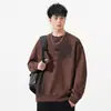 Ropa para Hombre Fengshe / Sudadera Holgada de Cuello Redondo para Hombre, Estilo Americano, Otoño/Invierno, Estampado Degradado Lavado, Top de Manga Larga con Etiqueta para Hombre