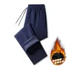 Calças masculinas de algodão transfronteiriças para uso ao ar livre, calças casuais juvenis com forro de fleece, calças à prova de vento e quentes, calças retas de inverno, calças esportivas para estudantes