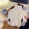 Suéter Básico para Meninas da Coreia do Sul Suéter de Malha com Gola Alta Curta Infantil Slim Fit para Primavera, Outono e Inverno Engrossado para Meninos