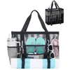 Feihong Bolsa de Praia de Rede Transfronteiriça Grande Capacidade Bolsa Tote de Ombro de Viagem para Praia com Zíper e Múltiplos Bolsos Bolsa de Praia