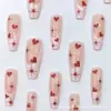 Set de 24 Piezas de Uñas Portátiles Transfronterizas, Pegatinas de Uñas Francesas Dulces de Corazón Rojo, Arte de Uñas Desmontable, Artículo Popular Transfronterizo