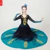 Trajes de Danza de Xinjiang Estilo Étnico Danza de Apertura Uigur Falda Larga Atuendo de Performance Falda Larga para Adultos