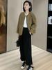 Abrigo de Piel Redondo Estilo Chanel Otoño e Invierno 2023 Nuevo Holgado Versátil Top cárdigan