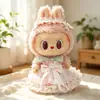 Muñeca de Felpa de Vinilo Labubu de 38 cm Ropa Lazo Rosa Vestido Lolita Vestido de Encaje Atuendo de Repuesto