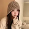 Novo Gorro Colorido Estilo Étnico Coreano com Borla Feita à Mão e Pom-Pom Dopamina para Mulheres, Chapéu Quente para Cobrir a Cabeça