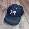 Gorra de Béisbol Oversize Estilo Coreano Transfronteriza para Mujer con Bordado de Lazo, Sombrilla para Primavera y Verano, Gorra de Béisbol de Mezclilla Lavada para Hombre