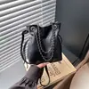 Bolso Cubo con Cadena y Cordón Transfronterizo, Bolso de Hombro de Gama Alta para Mujer, Tendencia de Moda Coreana, Bolso Cruzado Versátil para el Día a Día