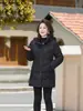 Chaqueta de Algodón con Felpa de Invierno para Madres de Mediana Edad y Mayores, Cuello Alto, Holgada, Abrigo Cálido, Elegante Abrigo de Algodón con Capucha para Abuelas