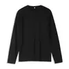 Camiseta de Manga Larga Fina para Hombre, 180g Algodón Peinado Cvc, Primavera y Otoño, Top de Algodón Puro de Cuello Redondo Holgado, Camiseta Promocional Negra y Blanca