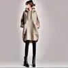 Sudadera con capucha tipo vestido de comercio exterior transfronterizo estilo japonés con bolsillos traseros plisados y empalmes, Top pullover de longitud media para mujer de primavera