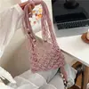 Bolso de Malla con Borlas Tejido a Mano Estilo Bohemio para Mujer, Bolso de Hombro Cruzado a la Moda, Bolso de Playa Estilo Resort Costero