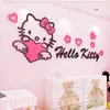 Adesivos de Parede Gato KT Acrílico 3D para Meninas Quarto Infantil Cabeceira Adesivos de Desenho Animado Quarto de Princesa Pintura Decorativa