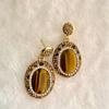 Aretes Retro de Ojo de Tigre Aretes Estilo Corte Francés con Diamantes Aretes Temperamento Femenino Joker Comercio Electrónico Transfronterizo Venta al por Mayor