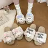 Chanclas de dedo de tacón bajo Rad con suela gruesa, de moda, bonitas, 2026, de felpa para otoño e invierno, versátiles, de dibujos animados, estilo coreano